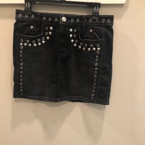 Current/Elliott Black Denim Studded Mini Skirt
